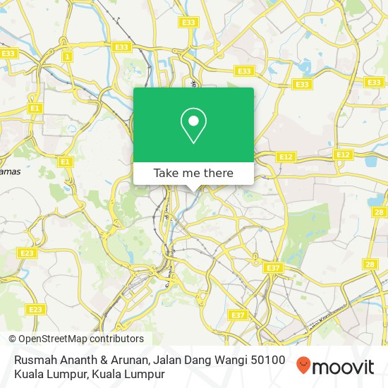 Peta Rusmah Ananth & Arunan, Jalan Dang Wangi 50100 Kuala Lumpur