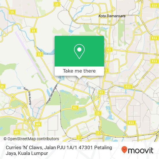 Peta Curries ‘N’ Claws, Jalan PJU 1A / 1 47301 Petaling Jaya