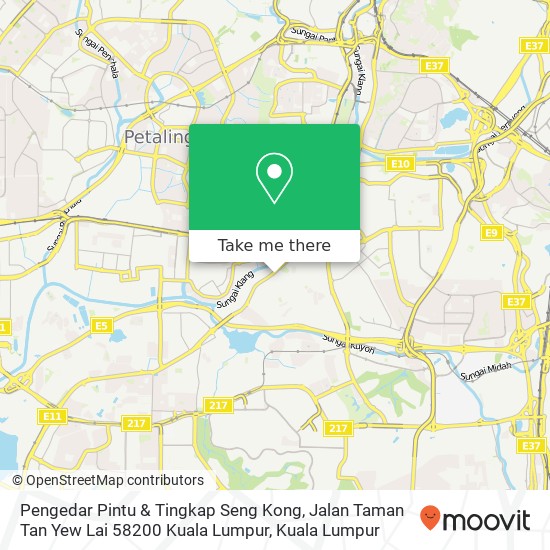 Peta Pengedar Pintu & Tingkap Seng Kong, Jalan Taman Tan Yew Lai 58200 Kuala Lumpur