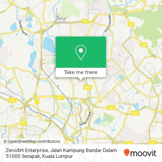 Peta Zerodirt Enterprise, Jalan Kampung Bandar Dalam 51000 Setapak