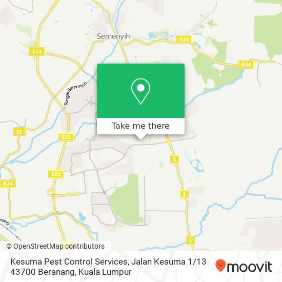 Peta Kesuma Pest Control Services, Jalan Kesuma 1 / 13 43700 Beranang