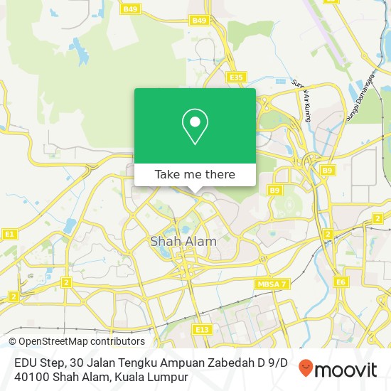 Peta EDU Step, 30 Jalan Tengku Ampuan Zabedah D 9 / D 40100 Shah Alam