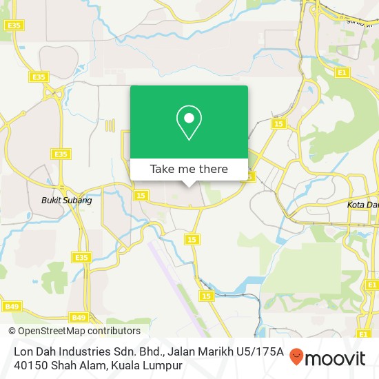 Lon Dah Industries Sdn. Bhd., Jalan Marikh U5 / 175A 40150 Shah Alam map