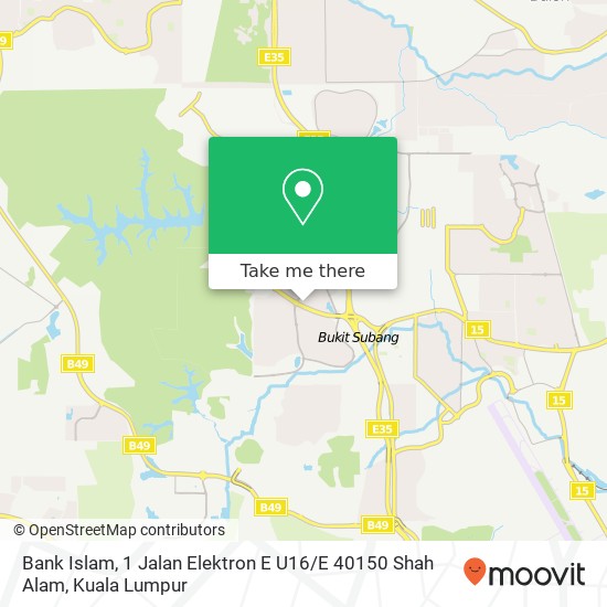 Peta Bank Islam, 1 Jalan Elektron E U16 / E 40150 Shah Alam