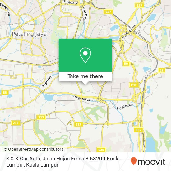 Peta S & K Car Auto, Jalan Hujan Emas 8 58200 Kuala Lumpur