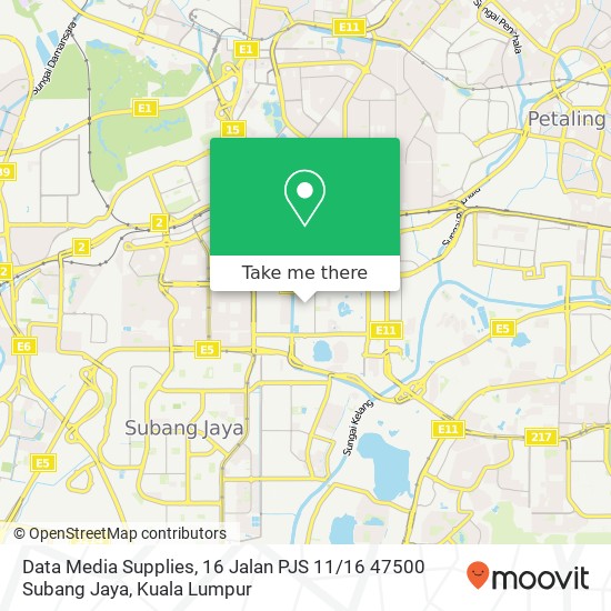 Peta Data Media Supplies, 16 Jalan PJS 11 / 16 47500 Subang Jaya