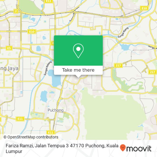 Peta Fariza Ramzi, Jalan Tempua 3 47170 Puchong