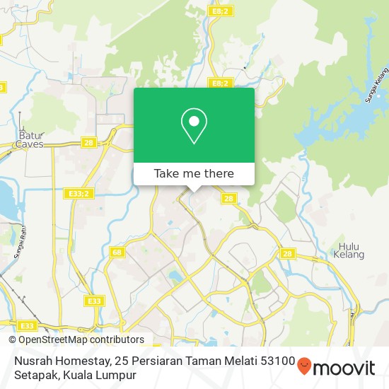 Peta Nusrah Homestay, 25 Persiaran Taman Melati 53100 Setapak