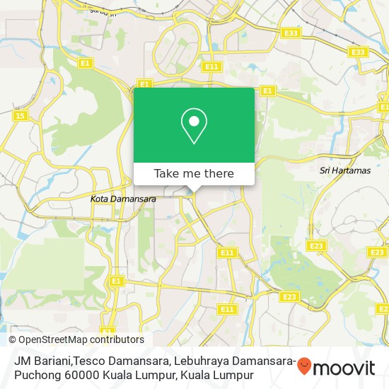 JM Bariani,Tesco Damansara, Lebuhraya Damansara-Puchong 60000 Kuala Lumpur map