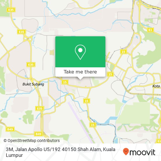 Peta 3M, Jalan Apollo U5 / 192 40150 Shah Alam