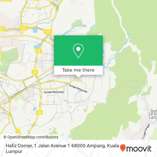 Peta Hafiz Corner, 1 Jalan Avenue 1 68000 Ampang