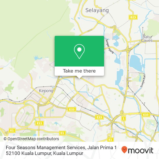 Peta Four Seasons Management Services, Jalan Prima 1 52100 Kuala Lumpur