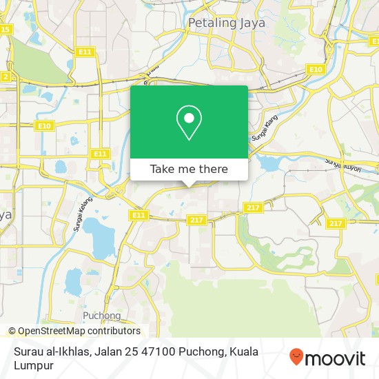 Peta Surau al-Ikhlas, Jalan 25 47100 Puchong