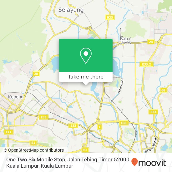 Peta One Two Six Mobile Stop, Jalan Tebing Timor 52000 Kuala Lumpur