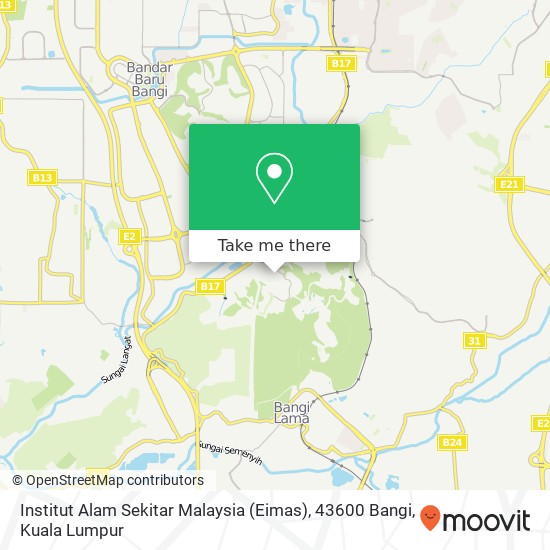 Peta Institut Alam Sekitar Malaysia (Eimas), 43600 Bangi