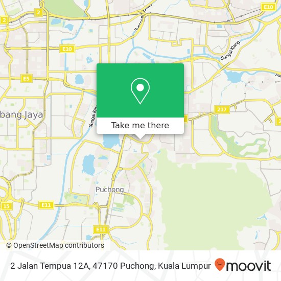 Peta 2 Jalan Tempua 12A, 47170 Puchong