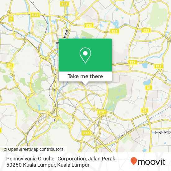 Peta Pennsylvania Crusher Corporation, Jalan Perak 50250 Kuala Lumpur