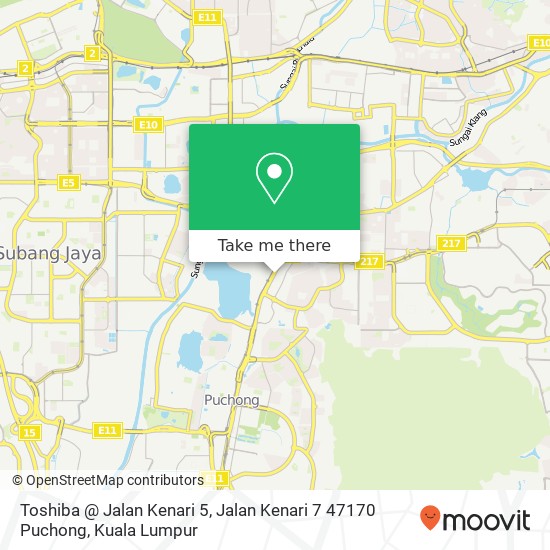 Peta Toshiba @ Jalan Kenari 5, Jalan Kenari 7 47170 Puchong