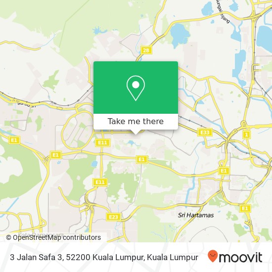 Peta 3 Jalan Safa 3, 52200 Kuala Lumpur