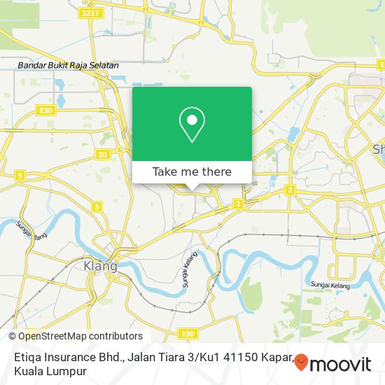 Peta Etiqa Insurance Bhd., Jalan Tiara 3 / Ku1 41150 Kapar