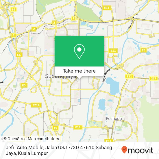 Peta Jefri Auto Mobile, Jalan USJ 7 / 3D 47610 Subang Jaya