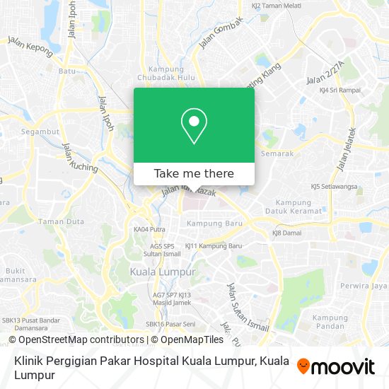 Peta Klinik Pergigian Pakar Hospital Kuala Lumpur