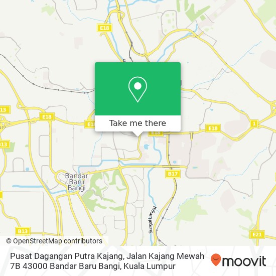 Peta Pusat Dagangan Putra Kajang, Jalan Kajang Mewah 7B 43000 Bandar Baru Bangi