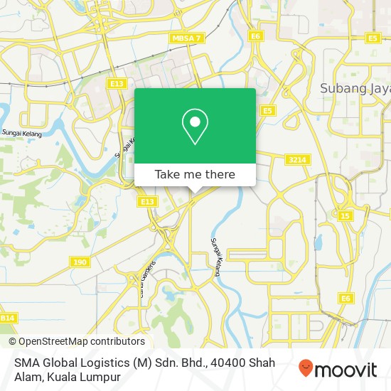 Peta SMA Global Logistics (M) Sdn. Bhd., 40400 Shah Alam