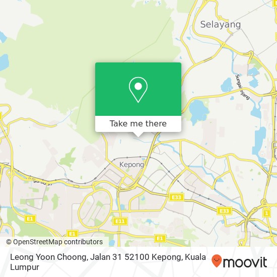 Peta Leong Yoon Choong, Jalan 31 52100 Kepong