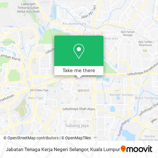 Jabatan Tenaga Kerja Negeri Selangor map