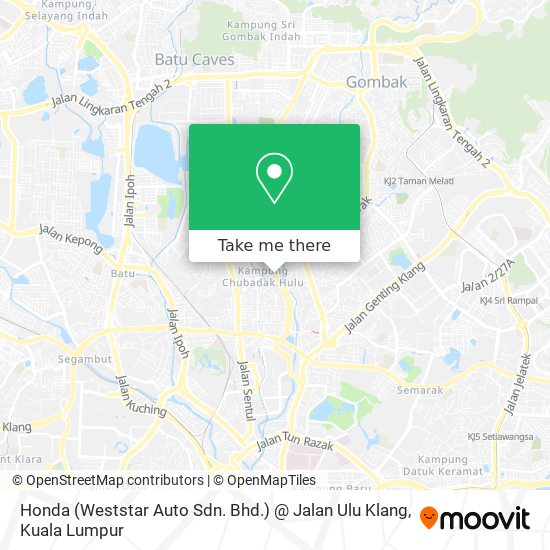 Peta Honda (Weststar Auto Sdn. Bhd.) @ Jalan Ulu Klang