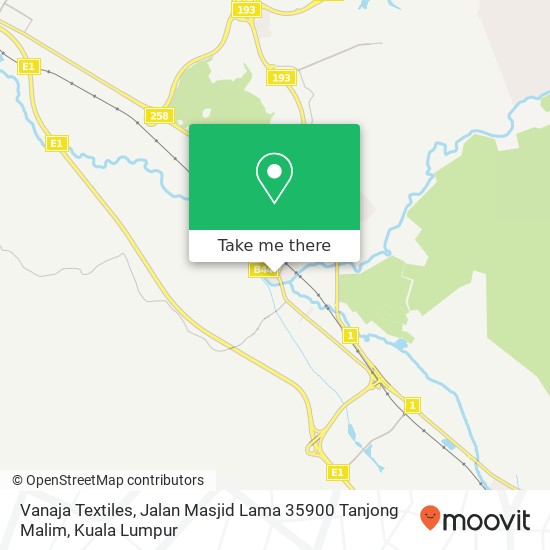 Peta Vanaja Textiles, Jalan Masjid Lama 35900 Tanjong Malim