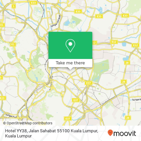 Hotel YY38, Jalan Sahabat 55100 Kuala Lumpur map