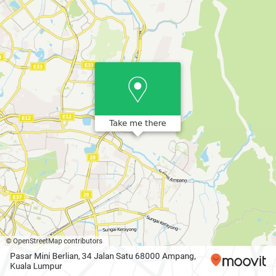 Peta Pasar Mini Berlian, 34 Jalan Satu 68000 Ampang