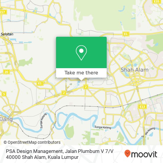 Peta PSA Design Management, Jalan Plumbum V 7 / V 40000 Shah Alam