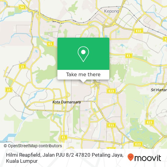 Peta Hilmi Reapfield, Jalan PJU 8 / 2 47820 Petaling Jaya