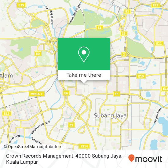 Peta Crown Records Management, 40000 Subang Jaya