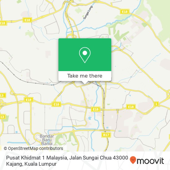 Peta Pusat Khidmat 1 Malaysia, Jalan Sungai Chua 43000 Kajang