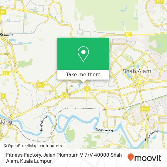 Peta Fitness Factory, Jalan Plumbum V 7 / V 40000 Shah Alam