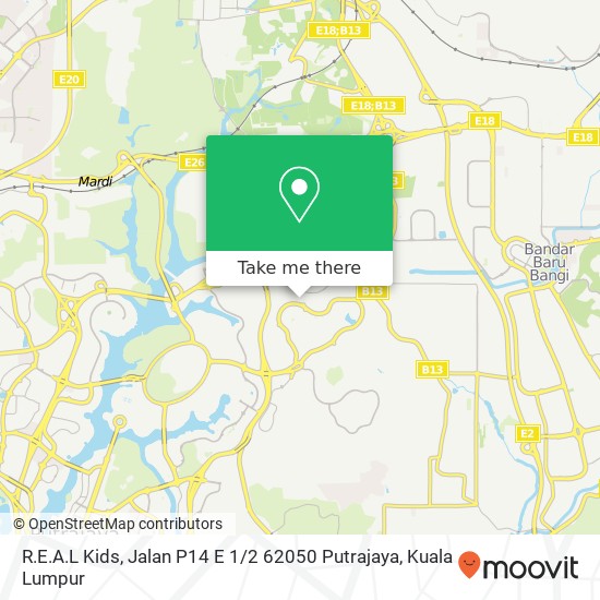 R.E.A.L Kids, Jalan P14 E 1 / 2 62050 Putrajaya map