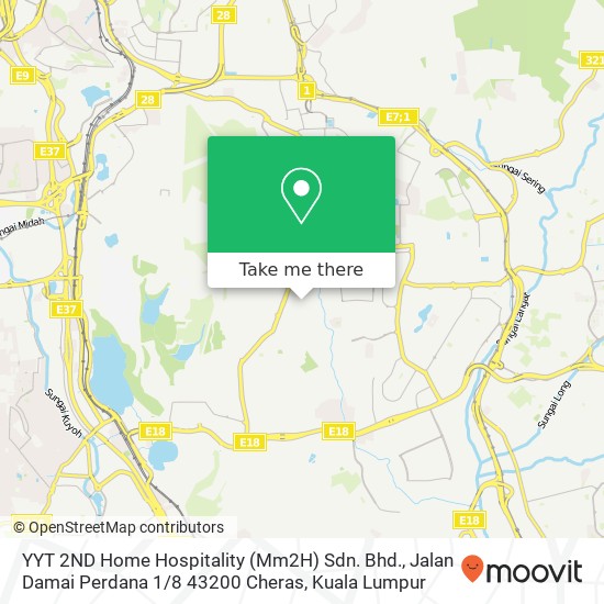 Peta YYT 2ND Home Hospitality (Mm2H) Sdn. Bhd., Jalan Damai Perdana 1 / 8 43200 Cheras