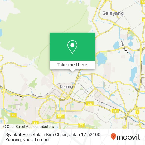 Peta Syarikat Percetakan Kim Chuan, Jalan 17 52100 Kepong