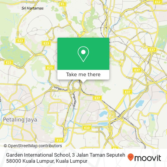 Peta Garden International School, 3 Jalan Taman Seputeh 58000 Kuala Lumpur