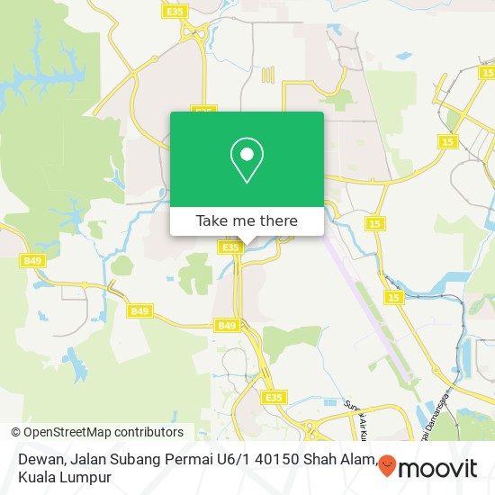 Peta Dewan, Jalan Subang Permai U6 / 1 40150 Shah Alam