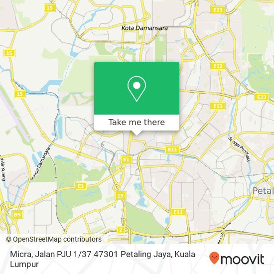 Peta Micra, Jalan PJU 1 / 37 47301 Petaling Jaya