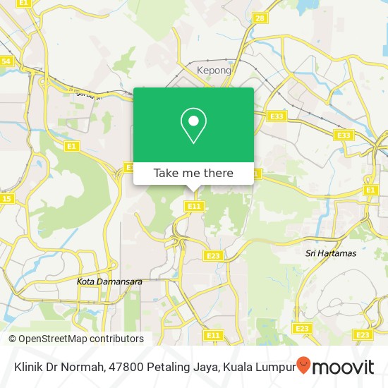 Peta Klinik Dr Normah, 47800 Petaling Jaya