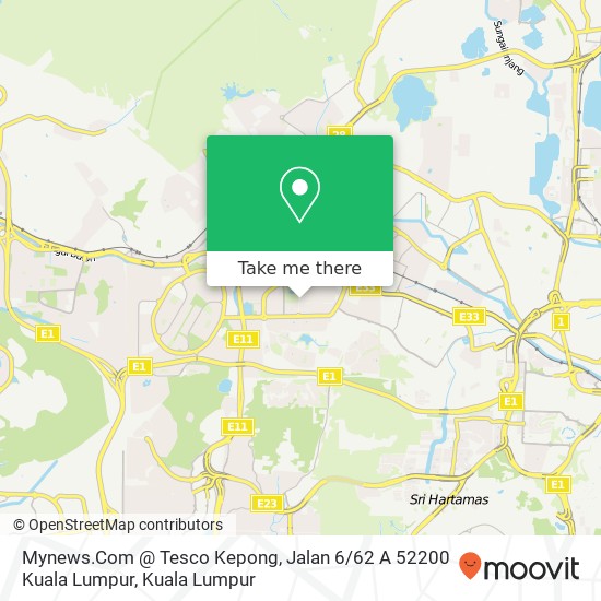 Mynews.Com @ Tesco Kepong, Jalan 6 / 62 A 52200 Kuala Lumpur map