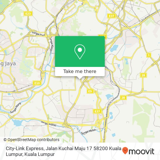 Peta City-Link Express, Jalan Kuchai Maju 17 58200 Kuala Lumpur