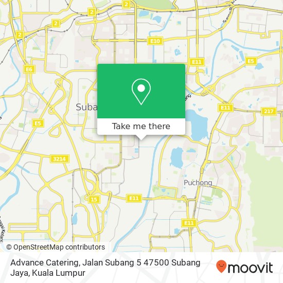 Peta Advance Catering, Jalan Subang 5 47500 Subang Jaya
