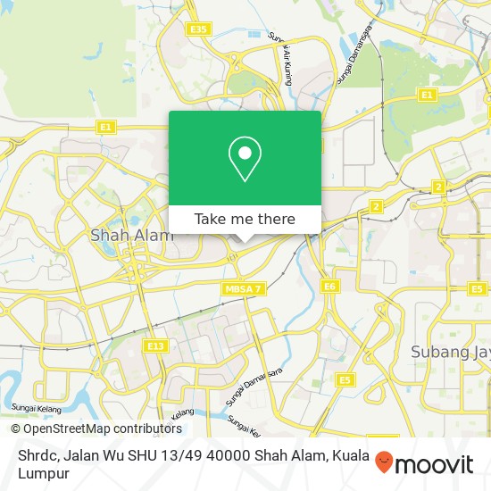 Peta Shrdc, Jalan Wu SHU 13 / 49 40000 Shah Alam